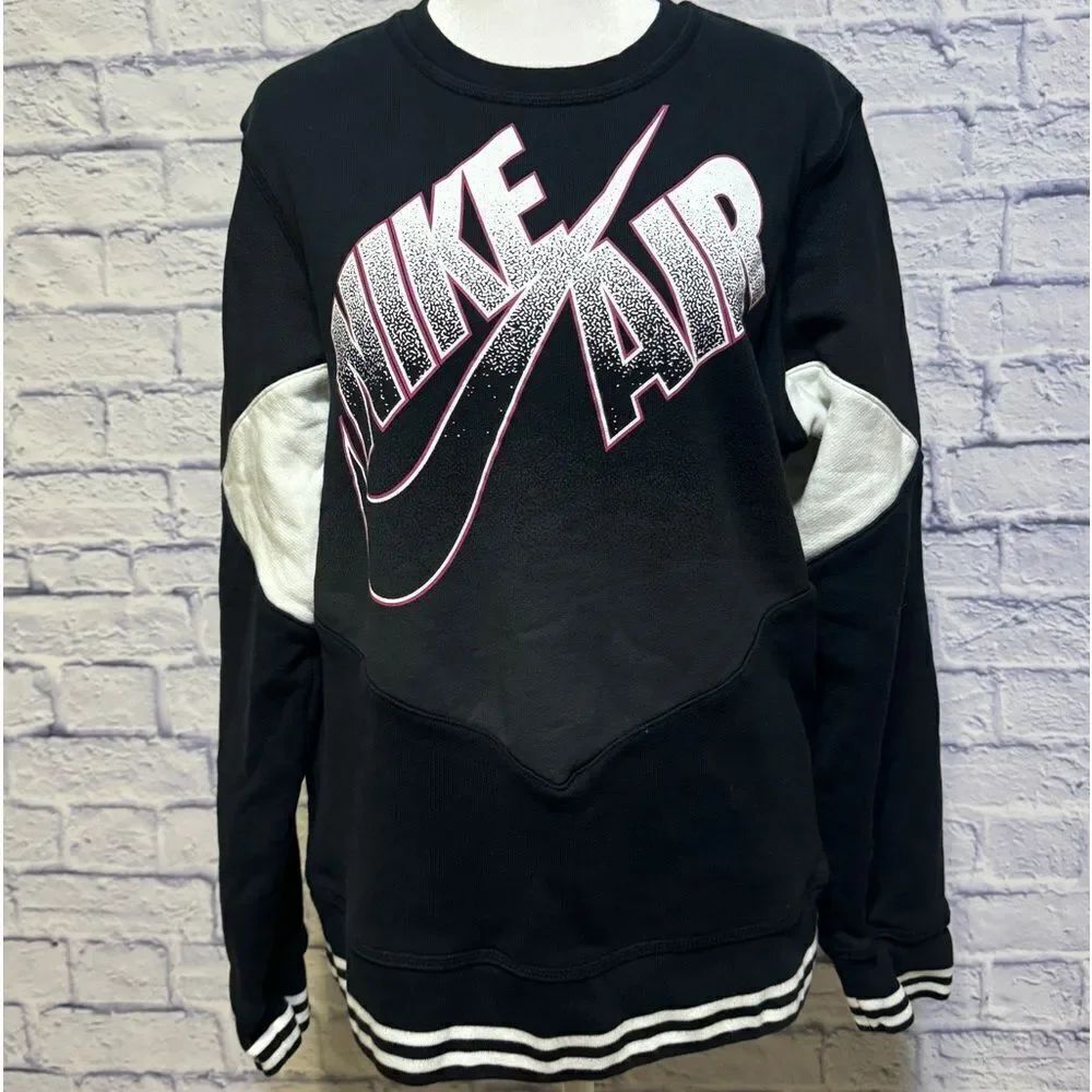 Vintage Nike Air Crew Neck Sweatshirt Sz S Black Pink Spellout Red Tag